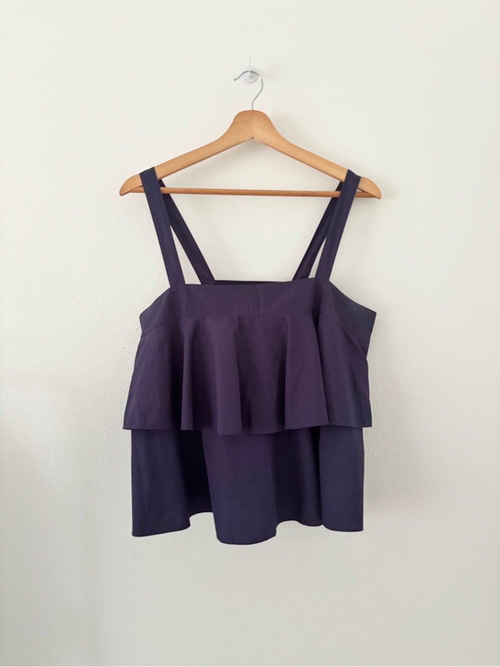 Women’s Navy Ruffle Layered Square-Neck Tank Top